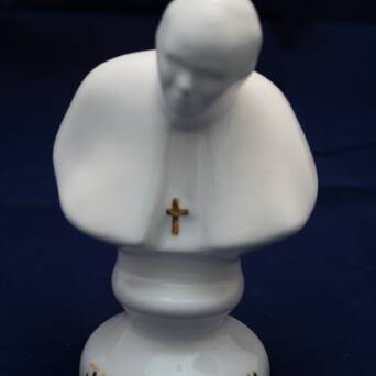 Papież Jan Paweł II - popiersie małe glazura + napis