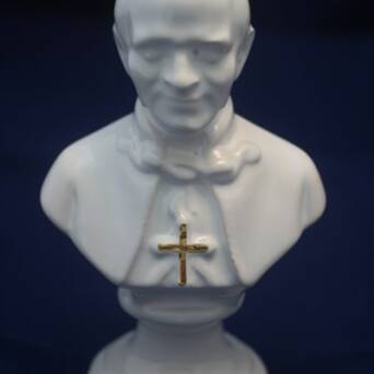 Papież Jan Paweł II - popiersie średnie glazura + złoto